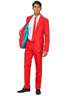 Offstream Plain Colored Suits for Men – Costumes Include Jacket Pants and Tie, M, Plain Red von OFFSTREAM