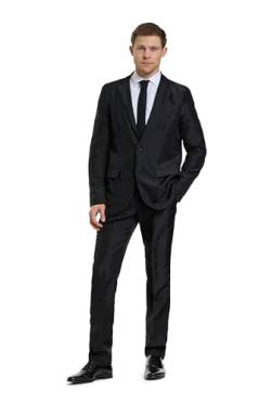 Offstream Plain Colored Suits for Men – Costumes Include Jacket Pants and Tie, XL, Plain Black von OFFSTREAM