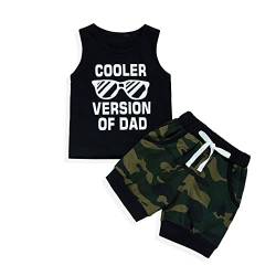 OFIMAN Baby Jungen Kleidung Set Kleinkind Sommer Outfit Cooler Version des Papa Print ärmellos Tank Tops Shorts 2 Stück, Schwarz, 92, OFIMAN-001 von OFIMAN