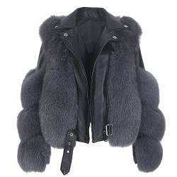 OFTBUY Echtpelz Mantel Weste Winterjacke Frauen natürlichen Fuchs Pelz echtes Leder Oberbekleidung abnehmbare Streetwear Lokomotive von OFTBUY