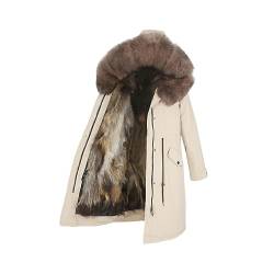 OFTBUY X-lange Parka Wasserdichte Winterjacke Frauen Natürliche Waschbären Pelz Kapuze Fuchs Pelz Echtpelz Mantel Abnehmbare Streetwear von OFTBUY