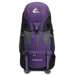 OG TengSheng 50L Wanderrucksack Wasserdichter Rucksack für Wandern, Bergsteigen, Camping, Outdoor, Kletterrucksack für Männer und Frauen, purpur von OG