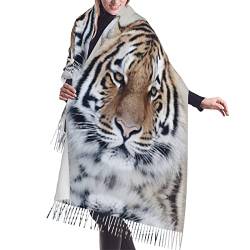 Großer Schal mit Leopardenmuster, Kaschmir-Gefühl, Pashmina-Schal, weiche warme Decke, Schals, Geschenk für Männer und Frauen, tiger, Einheitsgröße von OGNOT