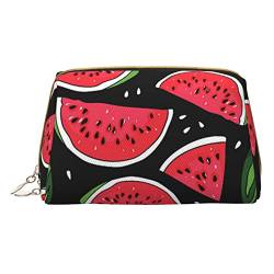 Kulturtasche mit Schmetterlingsmotiv, für Damen und Herren, leichte Leder-Make-up-Tasche, kleine Kosmetiktasche, Orange, Wassermelone, Einheitsgröße von OGNOT