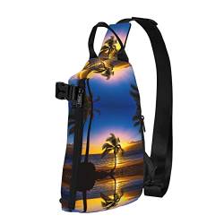 OGNOT Hawaii Strand bedruckte Sling Crossbody Rucksack Schultertasche Sling Tasche für Männer Frauen Für Outdoor Walking Reisen, Schwarz, Einheitsgröße von OGNOT