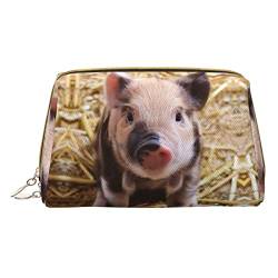 OGNOT Kulturtasche für Männer und Frauen, mit niedlichem Schweinchen-Motiv, leichte Leder-Make-up-Tasche, kleine Kosmetiktasche, Süßes Schwein, Einheitsgröße von OGNOT