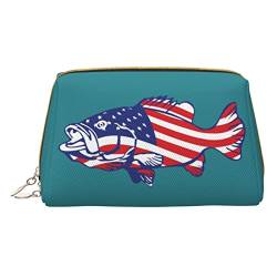 OGNOT Kulturtasche mit amerikanischer Flagge, patriotisch, Reise-Organizer für Männer und Frauen, leichte Leder-Make-up-Tasche, kleine Kosmetiktasche, Amerikanische Flagge, patriotische Fischerei, Einheitsgröße von OGNOT