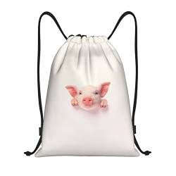 OGNOT Tropische Blätter bedruckter Rucksack mit Kordelzug, wasserabweisend, Sportrucksack, Turnbeutel, für Herren und Damen, Süßes Schwein, Medium von OGNOT