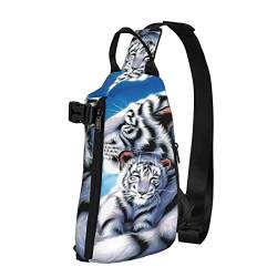 OGNOT Weißer Tiger bedruckter Sling Crossbody Rucksack Schultertasche Schultertasche für Männer und Frauen, für Outdoor Walking Reisen, Schwarz, Einheitsgröße von OGNOT