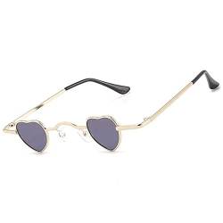 OGOBVCK Kleine Leichte Herz Sonnenbrille Rave Brille Metallrahmenbrille Dekorative Partybrille Strandbrille für Männer Frauen (BlackGold) von OGOBVCK