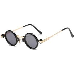 OGOBVCK Kleine Runde Steampunk Sonnenbrille Metallrahmen Ultra-Small Frame Sonnenbrillen Hippie Gläser Brille UV400 Schutz Partybrille (Black) von OGOBVCK
