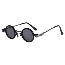 OGOBVCK Kleine Runde Steampunk Sonnenbrille Metallrahmen Ultra-Small Frame Sonnenbrillen Hippie Gläser Brille UV400 Schutz Partybrille (GunGrey) von OGOBVCK