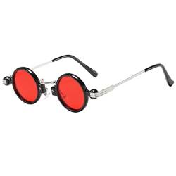 OGOBVCK Kleine Runde Steampunk Sonnenbrille Metallrahmen Ultra-Small Frame Sonnenbrillen Hippie Gläser Brille UV400 Schutz Partybrille (Red) von OGOBVCK