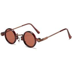 OGOBVCK Kleine Runde Steampunk Sonnenbrille Metallrahmen Ultra-Small Frame Sonnenbrillen Hippie Gläser Brille UV400 Schutz Partybrille (Tea) von OGOBVCK