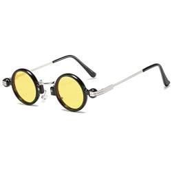 OGOBVCK Kleine Runde Steampunk Sonnenbrille Metallrahmen Ultra-Small Frame Sonnenbrillen Hippie Gläser Brille UV400 Schutz Partybrille (Yellow) von OGOBVCK