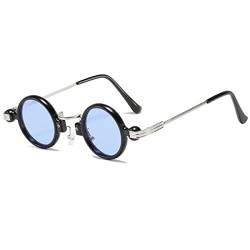 OGOBVCK Kleine Runde Steampunk Sonnenbrille Metallrahmen Ultra-Small Frame Sonnenbrillen Hippie Gläser Brille UV400 Schutz Partybrillen (Blue) von OGOBVCK