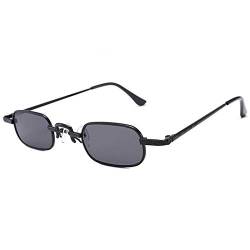 OGOBVCK Rechteckig Sonnenbrille Metallrahmen Ultra-Small eckig Frame Sonnenbrillen Hippie Gläser Brille UV400 Schutz Partybrille (BlackGrey) von OGOBVCK