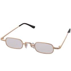OGOBVCK Rechteckig Sonnenbrille Metallrahmen Ultra-Small eckig Frame Sonnenbrillen Hippie Gläser Brille UV400 Schutz Partybrille (Gold) von OGOBVCK