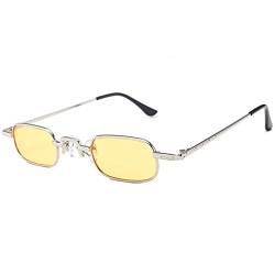 OGOBVCK Rechteckig Sonnenbrille Metallrahmen Ultra-Small eckig Frame Sonnenbrillen Hippie Gläser Brille UV400 Schutz Partybrille (Yellow) von OGOBVCK