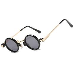 OGOBVCK Sonnenbrille Kleine Gläser Rund Ultra-Small Frame Hippie brillen Herren UV400 Coole Partybrille (Black) von OGOBVCK
