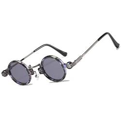 OGOBVCK Sonnenbrille Kleine Gläser Rund Ultra-Small Frame Hippie brillen Herren UV400 Coole Partybrille (ColorGrey) von OGOBVCK