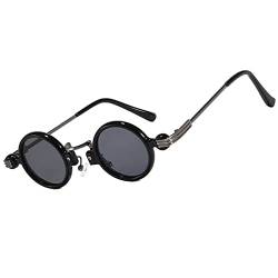 OGOBVCK Sonnenbrille Kleine Gläser Rund Ultra-Small Frame Hippie brillen Herren UV400 Coole Partybrille (GunGrey) von OGOBVCK