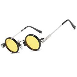 OGOBVCK Sonnenbrille Kleine Gläser Rund Ultra-Small Frame Hippie brillen Herren UV400 Coole Partybrille (Yellow) von OGOBVCK