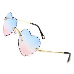 OGOBVCK herzförmige sonnenbrille mode Rahmenlos sonnenbrillen herz effekt farbenfrohe brille frauen Hippie Gläser Brille perfekt für Outdoor Aktivitäten oder Party (PinkBlue) von OGOBVCK