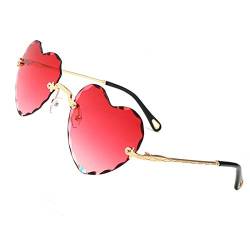 OGOBVCK herzförmige sonnenbrille mode Rahmenlos sonnenbrillen herz effekt farbenfrohe farbverlauf brille frauen Hippie Gläser Brille perfekt für Outdoor Aktivitäten oder Party (Pink) von OGOBVCK