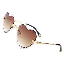 OGOBVCK herzförmige sonnenbrille mode Rahmenlos sonnenbrillen herz effekt farbenfrohe farbverlauf brille frauen Hippie Gläser Brille perfekt für Outdoor Aktivitäten oder Party (Tea) von OGOBVCK