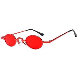 OGOBVCK kleine ovale sonnenbrille metallrahmen schattierungen brillen brillen für frauen und männer uv400 (Red) von OGOBVCK