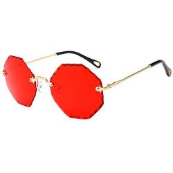 OGOBVCK polygon rahmenlose sonnenbrille womens mens fashion rimless überdimensionalen sonnenbrille (Red) von OGOBVCK