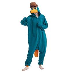 OGU' DEAL Herren Platypus Onesies Pyjama Cosplay Tier Homewear Nachtwäsche Jumpsuit Halloween Kostüm, Blue Platyus, Large von OGU' DEAL