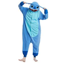 OGU' DEAL Unisex-Erwachsene Einteiler Pyjama Stitch Tier Nachtwäsche für Halloween Party Kostüme Alltag Cartoon Outfit, Blau, XXL von OGU' DEAL