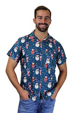 OH Funky Hawaiihemd Weihnachten, Candycane Santa, blau, L von OH