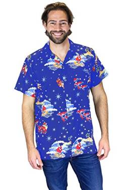 OH Funky Hawaiihemd Weihnachten, Surf Santa, blau, L von OH