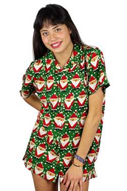 OH Hawaiihemd Hawaiibluse Weihnachten, Santa Allover, grün, M von OH