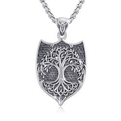 Baum Des Lebens Kette 925 Sterling Silber Schild Halskette für Herren Lebensbaum Anhänger mit Keltischer Knoten Wikinger Halskette Keltischer Schmuck Ostern Geschenk für Herren Jungen von OHAYOO