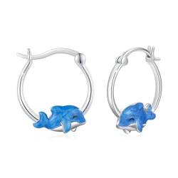 Delfin Ohrringe Silber 925 Mädchen Tier Creolen Ohrringe Delfin Creolen Ohrring Delfin Schmuck Geburtstag Geschenk für Mädchen Damen von OHAYOO