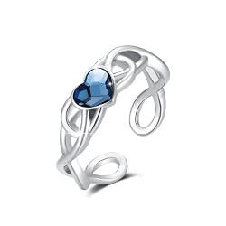 Keltischer Knoten Ring für Damen 925 Sterling Silber Kristall Herz Ring Keltische Infinity Ring Schmuck Irisch Keltische Geschenke für Mädchen Damen von OHAYOO