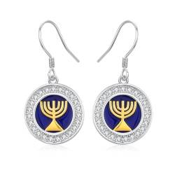 Kerzenständer Tropfen Ohrringe Religiöser Jüdischer Davidstern Israel Hanukkah Menora Jüdische Ohrringe Jüdischer Schmuck für Frauen Mädchen von OHAYOO