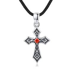 Kreuz Kette Herren 925 Sterling Silber Keltischer Halskette ViKing Keltisches Kreuz Anhänger Keltisches Knoten Kette Vintage Schmuck für Herren Damen von OHAYOO