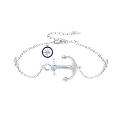 OHAYOO Anker Armband Fußkettchen Damen Silber 925 Maritimer Schmuck Anker Ruder Armband Geburtstag Geschenk für Frauen Mädchen Freundin von OHAYOO