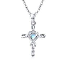 OHAYOO Damen Kreuz Halskette 925 Sterling Silber Infinity Kreuz Halskette Herz Infinity Anhänger Halskette für Frauen Valentinstag von OHAYOO