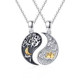 OHAYOO Freundschaftsketten für 2 Silber 925 Ying Yang Kette Mond Sonne Ying Yang Anhänger Halsketten Yin Yang Schmuck Geschenke für Frauen Freundin von OHAYOO