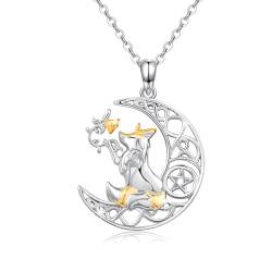 OHAYOO Halskette Fuchs 925 Sterling Silber Fuchs Mond Anhänger Kette Mädchen Tier Schmuck Fuchs Geschenk für Unisex Mädchen Damen Teenager Frauen von OHAYOO