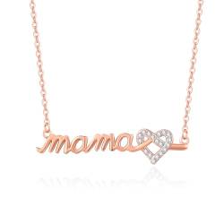 OHAYOO Mama Halskette Rosegold 925 Sterling Silber Mutter Kette Mit Herz Halskette für Mama Perfekten Geschenk für Mama von OHAYOO