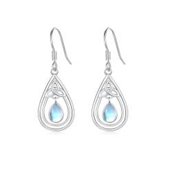 OHAYOO Mondstein Ohrringe Damen 925 Sterling Silber Keltische Ohrringe mit Mondstein Tropfen Ohrringe Keltischer Schmuck Geschenke für Damen von OHAYOO