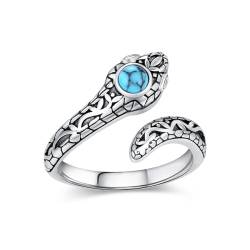 OHAYOO Schlangenring Ring Damen Silber 925 Schlangen Ring Türkis Vintage Frauen Verstellbarer Ring Türkis Schmuck für Damen von OHAYOO