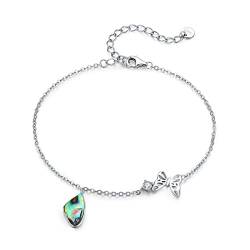 OHAYOO Schmetterlings Armband 925 Sterling Silber Abalone Schmetterlings Armband Abalone Verstellbar Armbänder Schmetterlings Schmuck für Damen Frauen Mädchen Sie Geschenk von OHAYOO